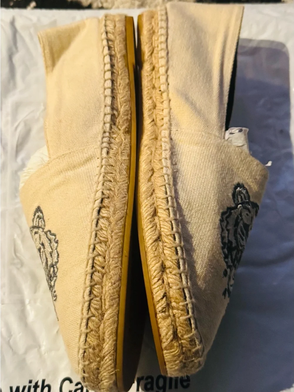 Kenzo Women’s Beige Embroidered Tiger Espadrilles size 41